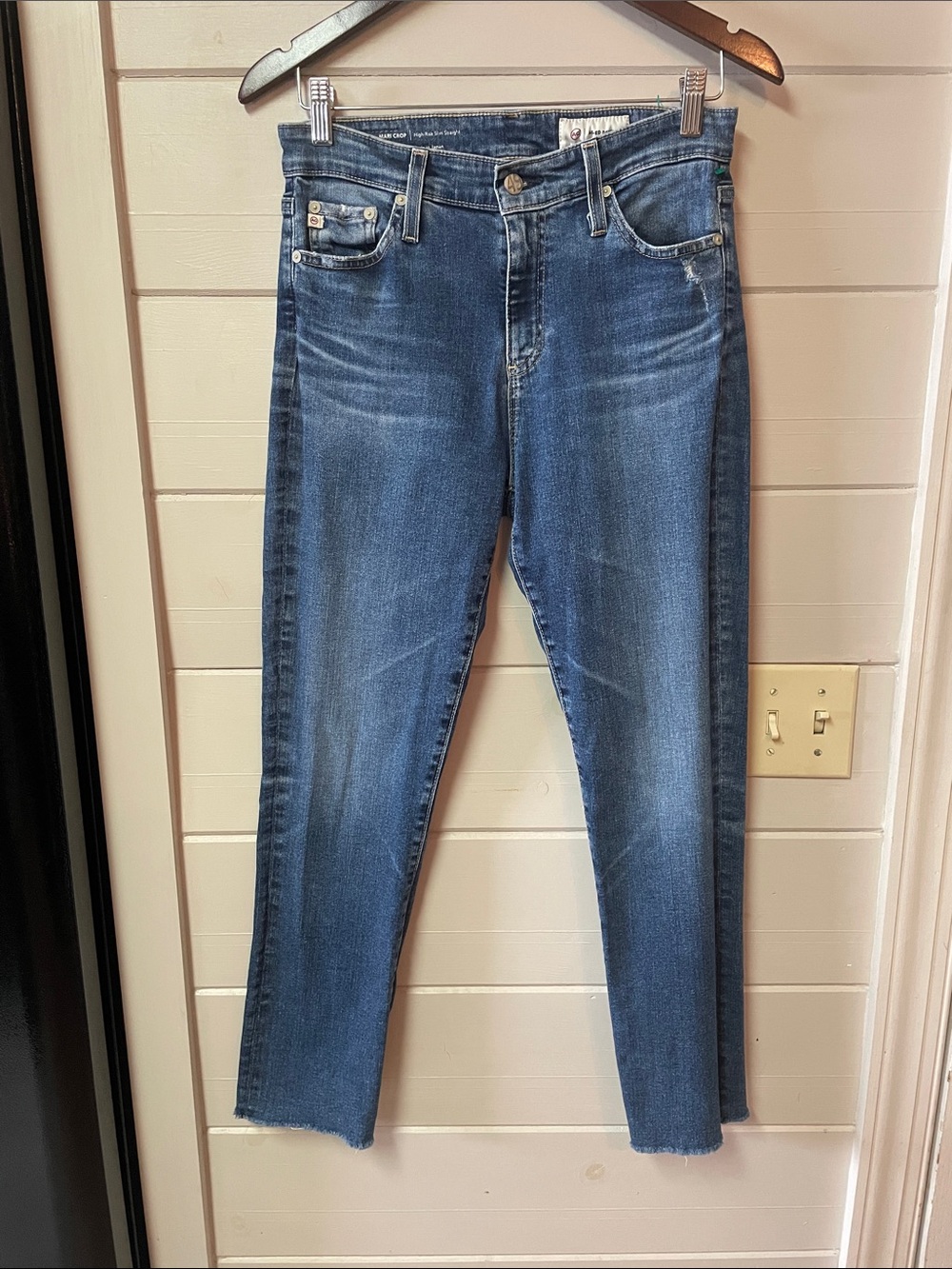 AG Adriano Goldschmied Mari Crop High Rise Slim Straight Jeans Size 28.